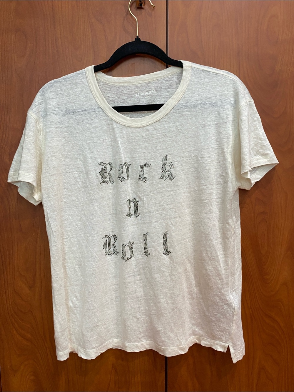 Zadig & Voltaire Cream 'Rock n Roll' Short Sleeve Tee linen